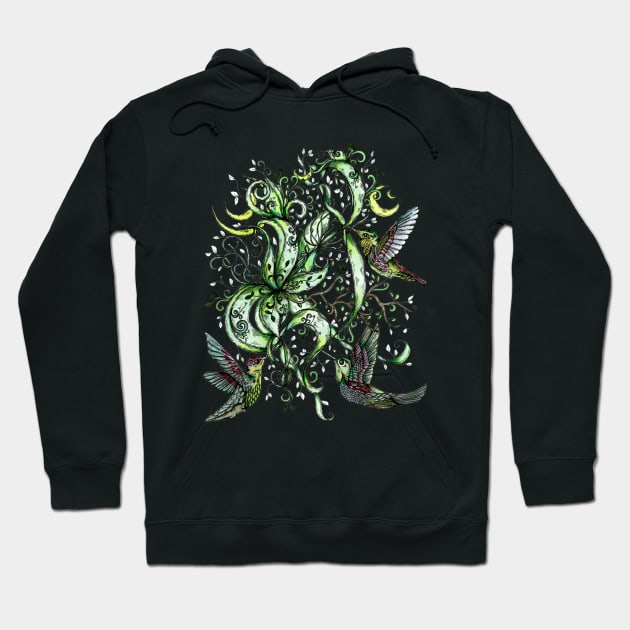 Hummingbird Garden Party Hoodie by NicoleWhelan